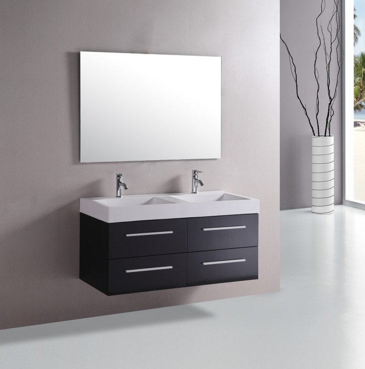 Bathroom , Floating Bathroom Vanities Ideas : Floating Bathroom Vanity With Double Cabinet