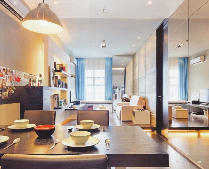 Living Room , Small Apartment Interior Design Idea : Modern Dining Room Small Apartment Design