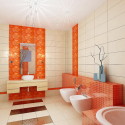 small bathroom with orange color , Orange Small Bathroom Design In Bathroom Category
