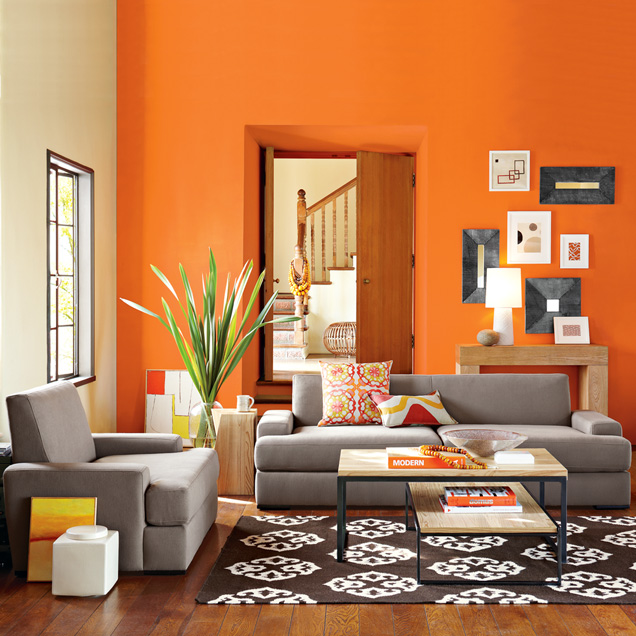 Living Room , Living Room Paint Ideas : orange living-room-paint-colors