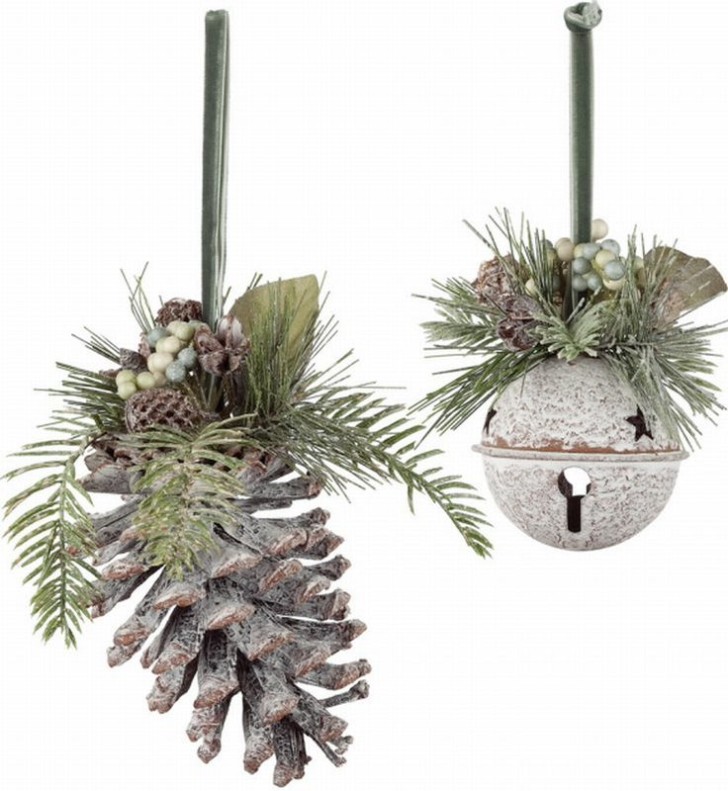 Lightning , 10 Pinecone Ornaments Ideas : Pine Cone Bell Frosted Christmas Ornament