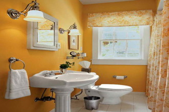 800x599px Orange Small Bathroom Design Picture in Bathroom