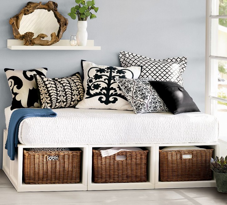 Bedroom , 10 Stratton Daybed Idea : Stratton Daybed With White With Basket Drawer