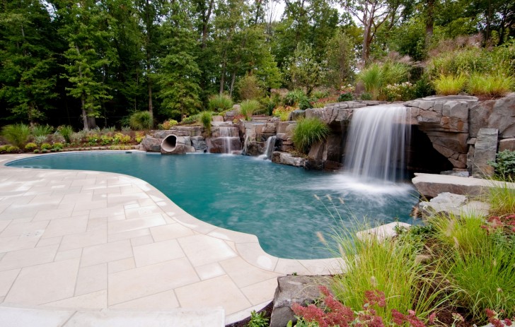 Apartment , 5 Inground Pool Waterfalls Idea : Swimming Pool Waterfalls