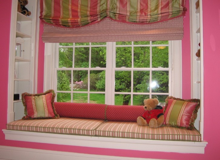Furniture , 7 Nice Bay Window Seat Cushions to Copy : Pink Bay Window Seat Cushions