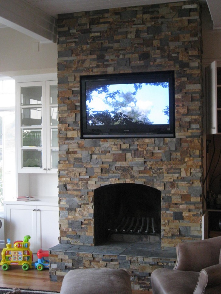 Furniture , 7 Nice Stack stone fireplaces : Custom Framed Stack Stone Fireplace