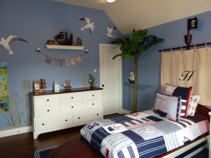 Bedroom , 6 Stunning Nautical themed bedroom ideas : Boys Nautical Pirate Themed Bedroom