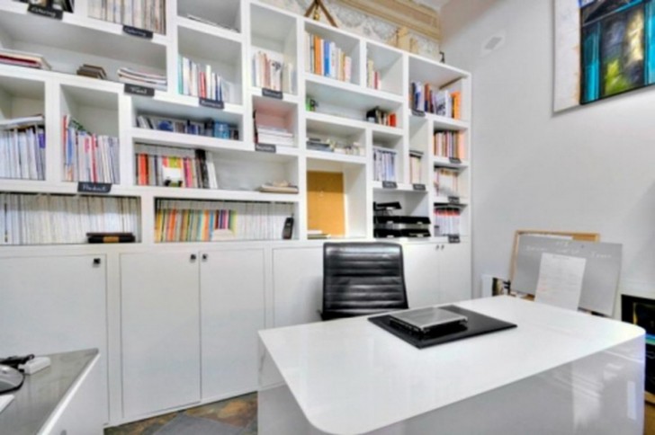 Office , 7 Charming Modern home office designs : Huge Bookcase Modern