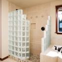 Colored Glass Blocks , 6 Unique Doorless Walk In Shower Pictures In Bathroom Category