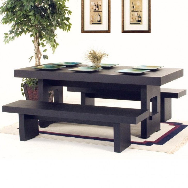Furniture , 8 Awesome Rectangle dining table with bench :  Rustic Dining Room Tables