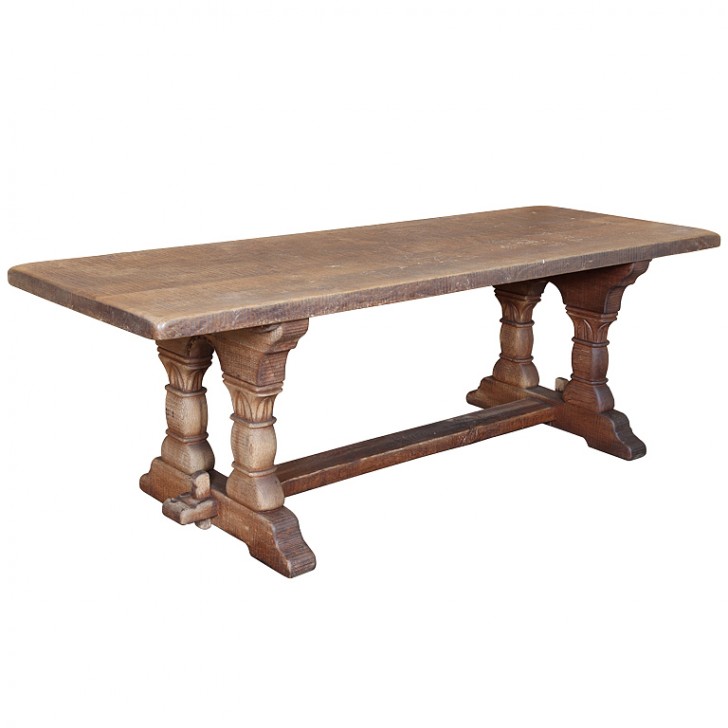 Furniture , 8 Awesome Antique Trestle Dining Table : Antique French Rustic Trestle Table
