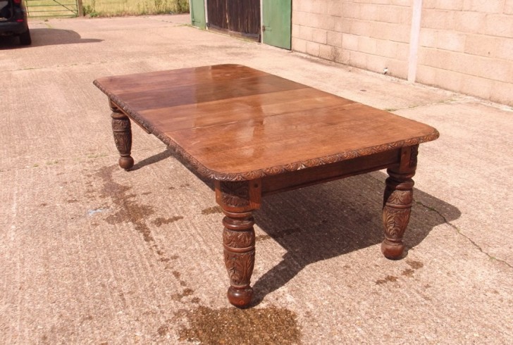 Furniture , 6 Unique Extendable Dining Table Seats 10 : Carved Oak Extending Dining Table