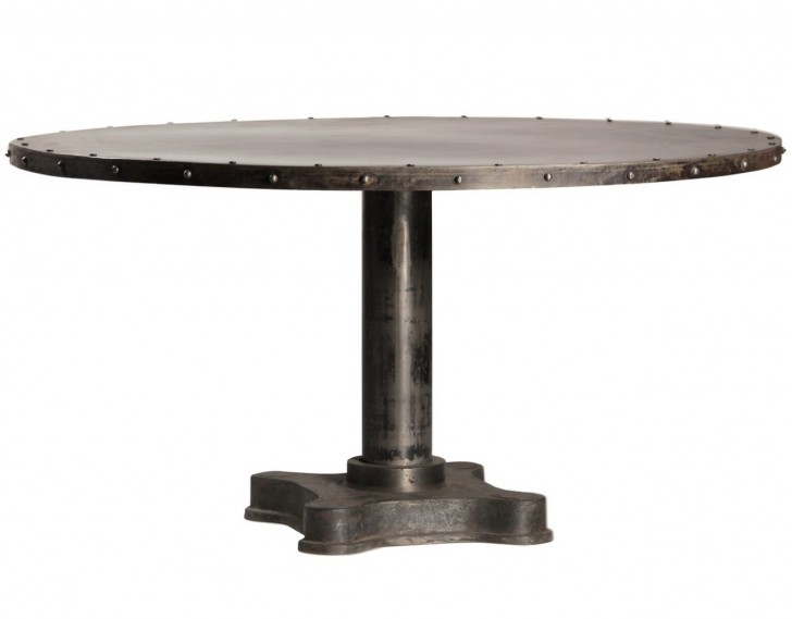 Dining Room , 8 Awesome Reclaimed wood round dining room table : Iron Padestal Base