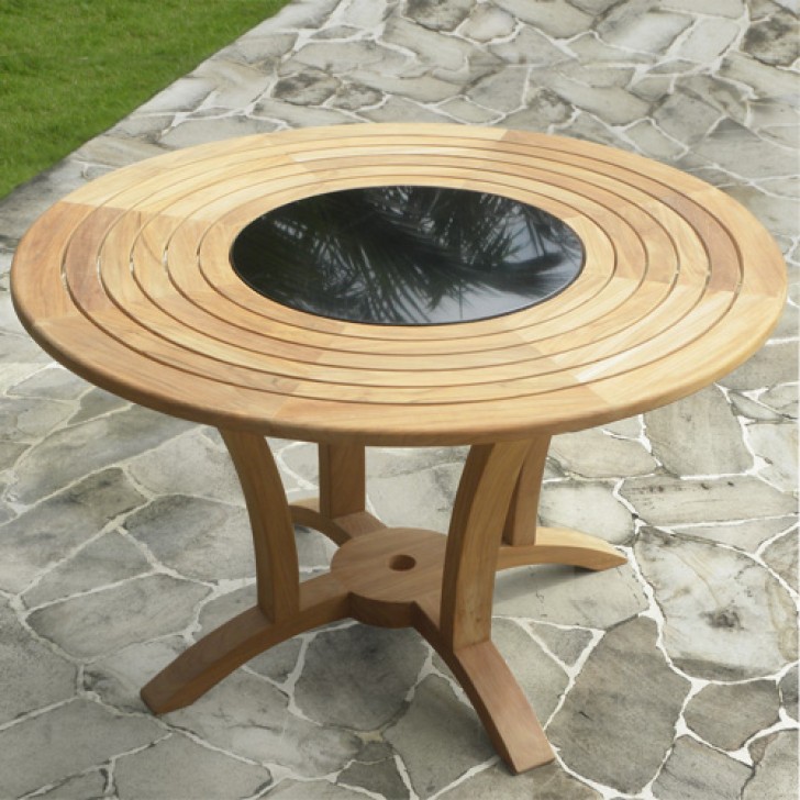 Furniture , 8 Excellent Round dining table with lazy susan : Livina Teak Round Dining Table