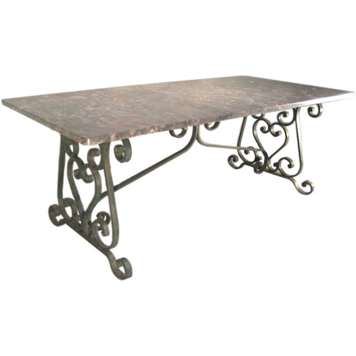 Furniture , 8 Nice Wrought iron dining table bases : Marble Top Dining Table