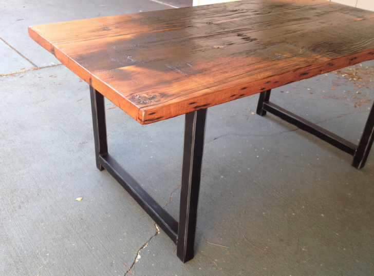 Furniture , 8 Excellent Custom reclaimed wood dining table : Metal Dining Table