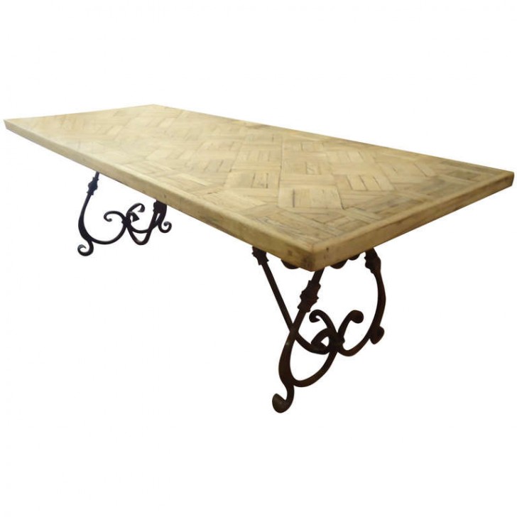 Furniture , 8 Nice Wrought iron dining table bases : Parquetry Dining Table