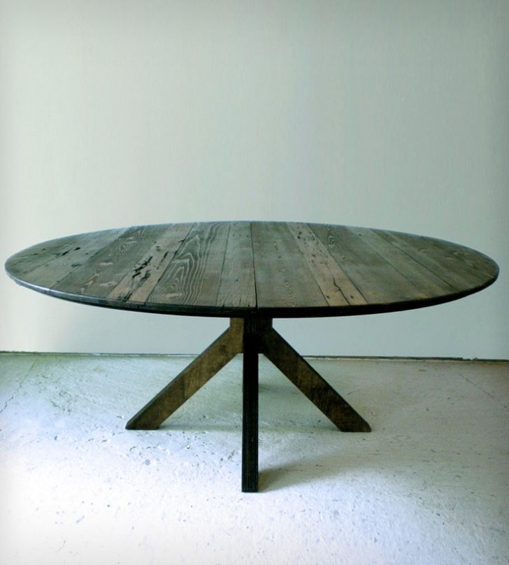 Furniture , 7 Awesome Reclaimed wood round dining tables : Round Reclaimed Wood Dining Table