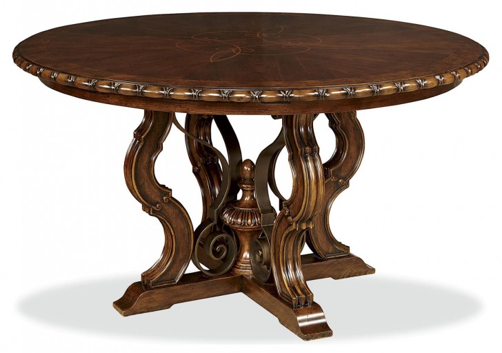 Furniture , 7 Good Round Pedestal Dining Table With Leaf : Round Toulon Dining Table
