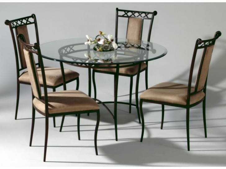 Dining Room , 7 Excellent Wrought Iron Glass Top Dining Table : Round Wrought Iron Glass Top Dining Table