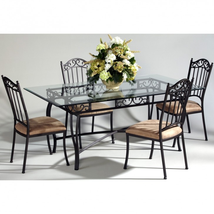 Dining Room , 7 Excellent Wrought Iron Glass Top Dining Table : Saarinen Dining Table Set