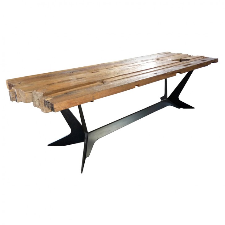 Furniture , 8 Unique Reclaimed teak dining table : Steel Dining Table