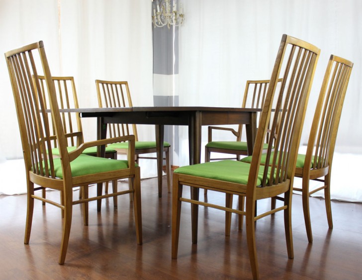 Furniture , 7 Lovely Danish Modern Dining Table and Chairs : Dining Room Tables