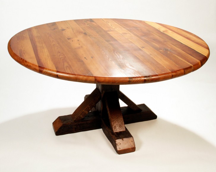 Furniture , 7 Awesome Reclaimed wood round dining tables :  Dining Table Sets