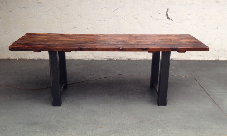 Furniture , 7 Charming Salvaged Wood Dining Tables : Metal Dining Table