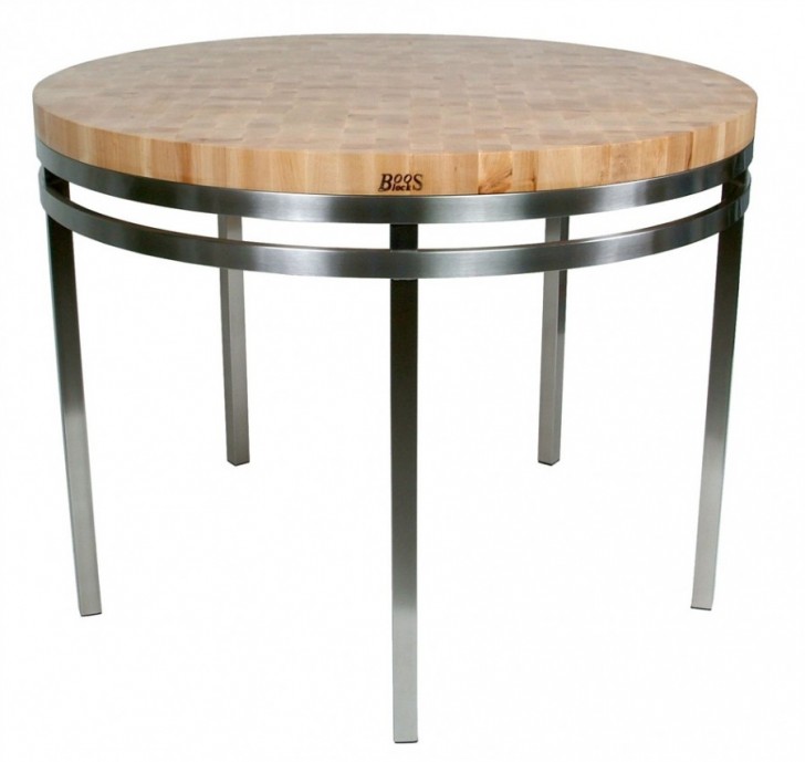 Furniture , 8 Unique John Boos dining table : Round Stainless Steel Table