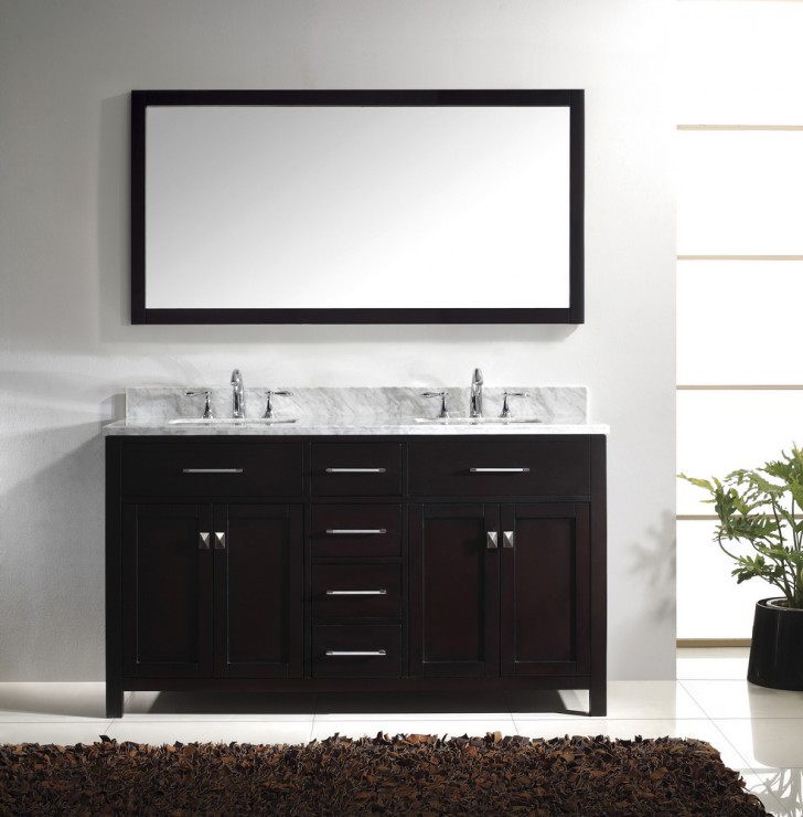 Furniture , 6 Awesome Double sink vanity 60 inch : 60 Inch Double Square Sink Bathroom Vanity