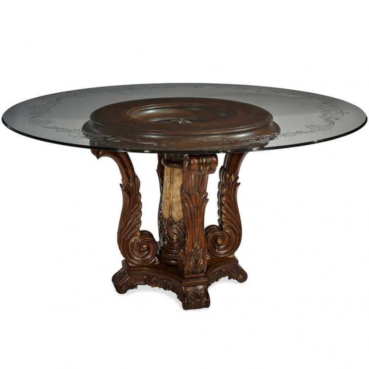 Furniture , 7 Popular 60 inch Round Glass Dining Table : 60 Inch Round Decorative Glass Top Dining Table