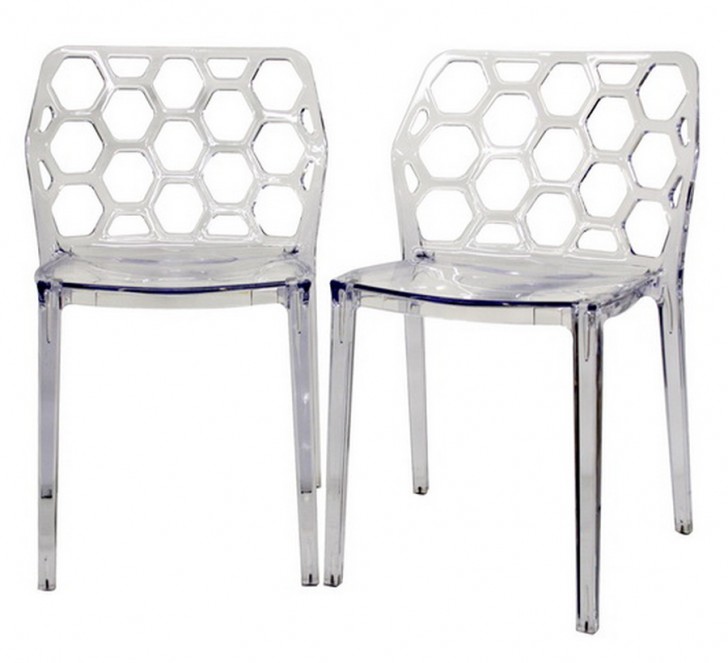 Furniture , 6 Stunning Lucite dining chairs : Acrylic Honeycomb Modern Dining Chair