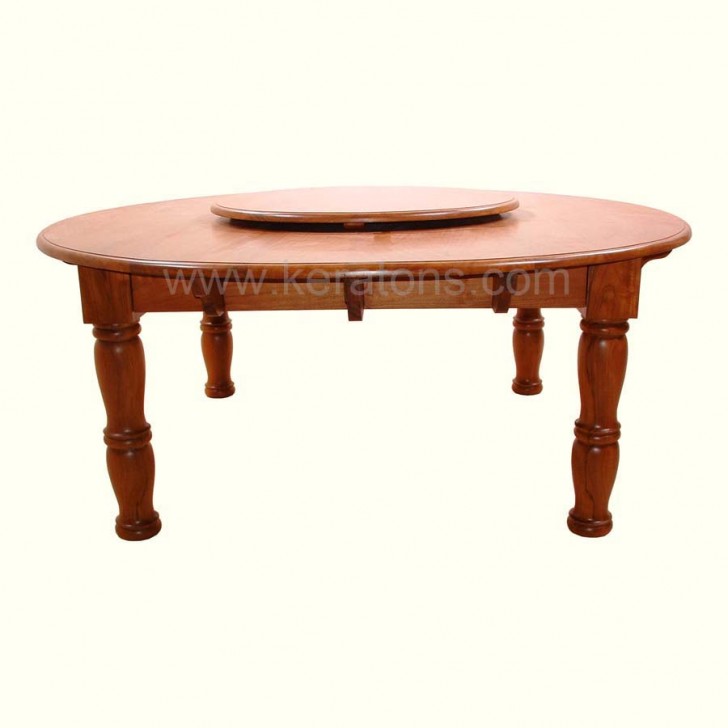 Furniture , 7 Unique Dining Room Table With Lazy Susan : Bruce Teak Roud Dining Table Lazy Susan