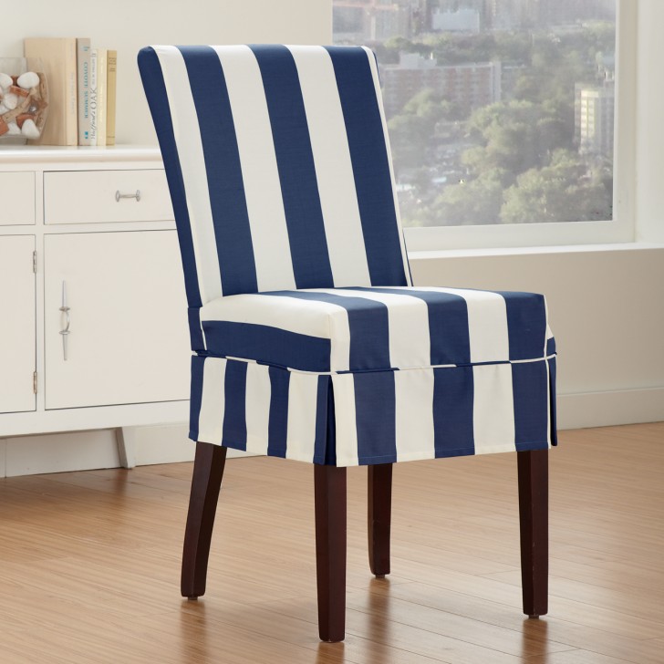 Furniture , 8 Awesome Slipcovered dining chairs : Cabana Indigo Dining Chair Slipcover