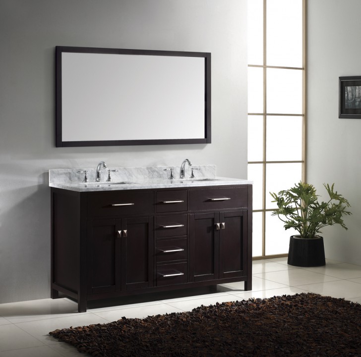 Furniture , 5 Nice 60 Inch bathroom vanity double sink : Caroline 60 Inch Double Square