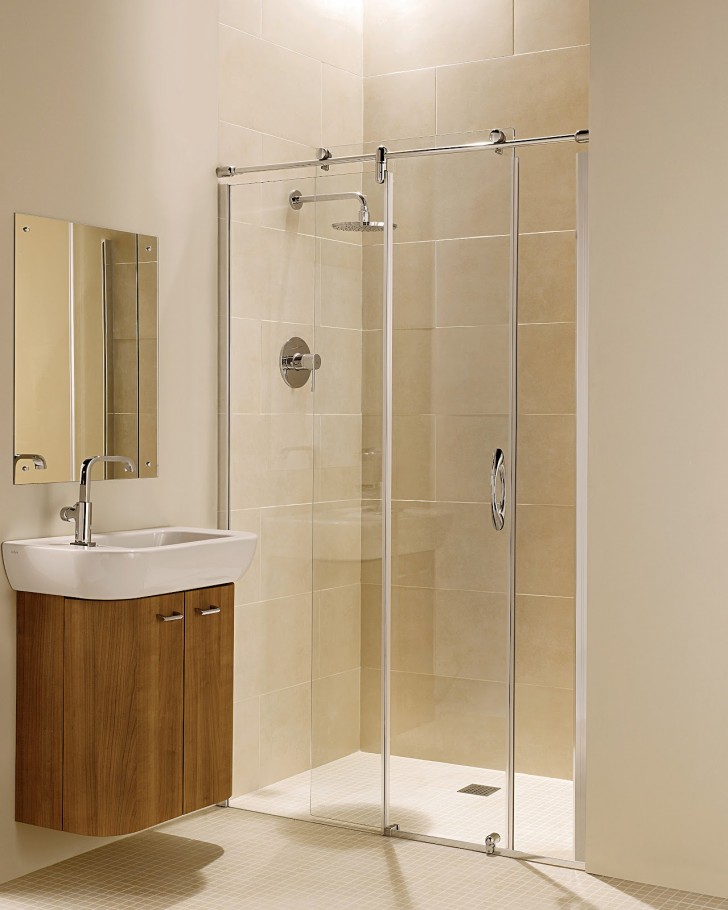 Bathroom , 6 Gorgeous Frameless shower doors cost : Frameless Sliding Door Enclosure