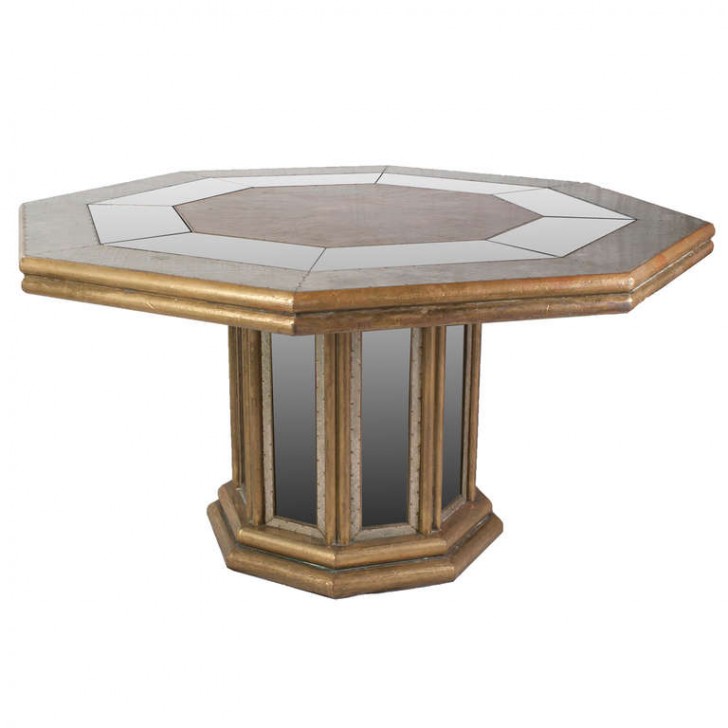 Furniture , 7 Nice Hexagon Dining Table : Hexagonal Beaten Brass Dining Table