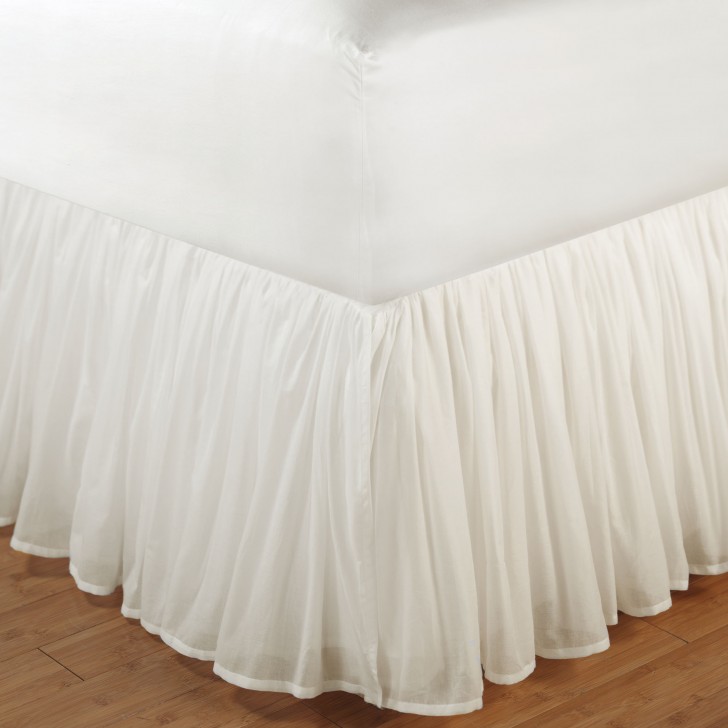 Furniture , 8 Nice Bedskirt : Home Cotton Voile Gathered Bedskirt