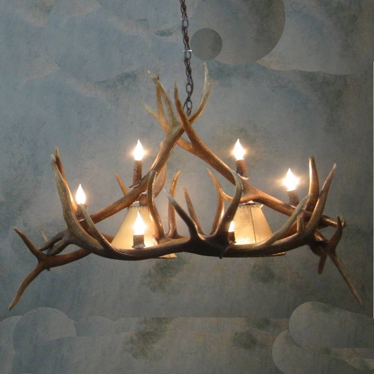 Lightning , 7 Amazing Antler chandelier : Large Mule Deer Antler Chandelier