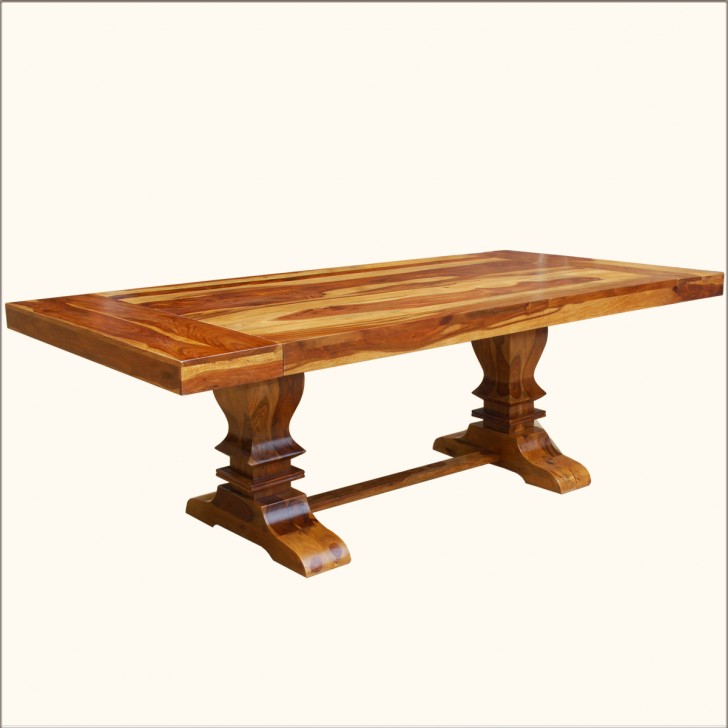 Furniture , 7 Nice Solid Wood Trestle Dining Table : Large Trestle Pedestal Dining Table