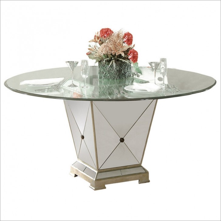 Furniture , 8 Awesome Round Mirrored Dining Table : Round Mirrored Dining Table