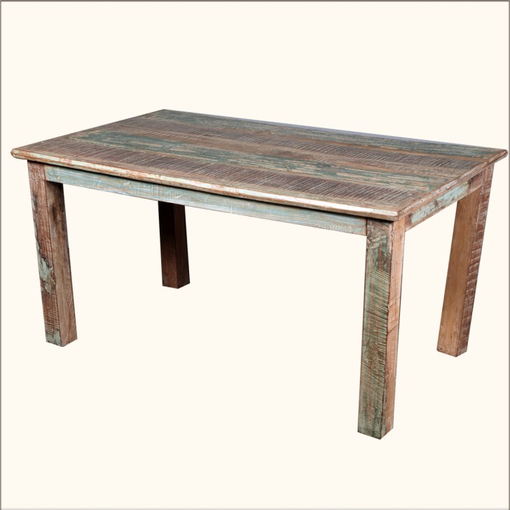 Furniture , 7 Good Rustic Plank Dining Table : Rustic Reclaimed Wood Distressed Kitchen