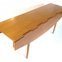 Sculptural Danish Modern , 7 Charming Drop Leaf Console Dining Table In Furniture Category