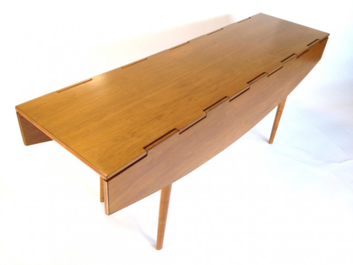 Furniture , 7 Charming Drop Leaf Console Dining Table : Sculptural Danish Modern