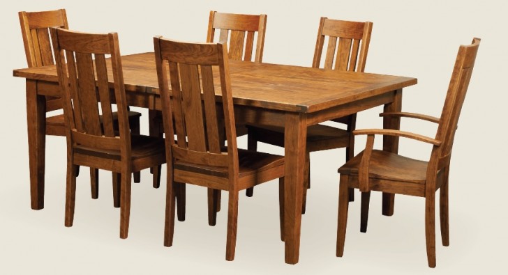 Dining Room , 8 Charming Expandable Dining Table Set : Shown In Rustic Cherry