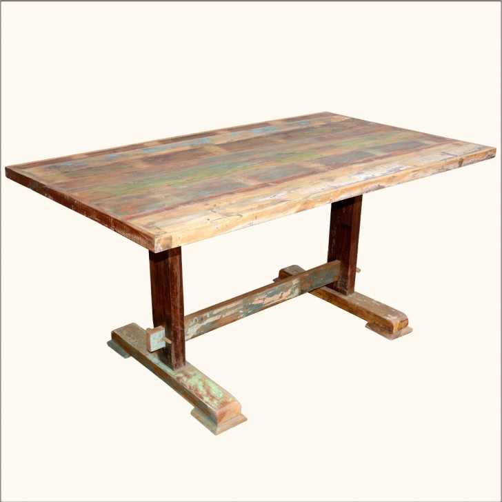 Apartment , 7 Excellent Wood Trestle Dining Table : Table With Industrial Legs