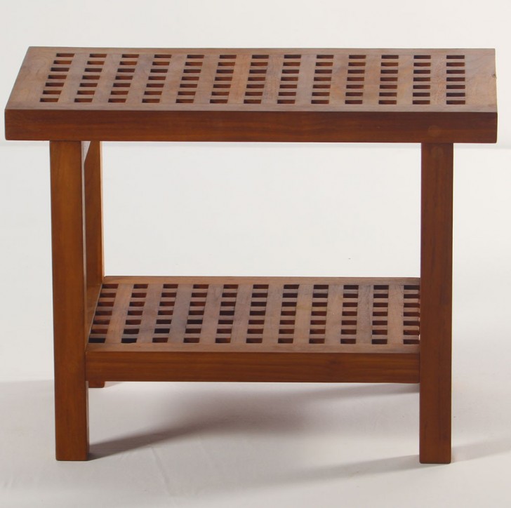 Furniture , 8 Best Teak shower bench : Teak Grate Shower Bench With Shelf