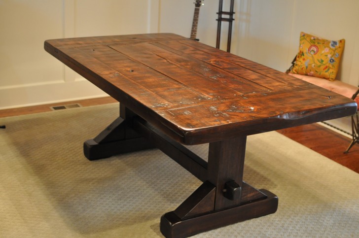 Furniture , 8 Fabulous Rustic Trestle Dining Table : The Emerson Rustic Trestle Dining Table