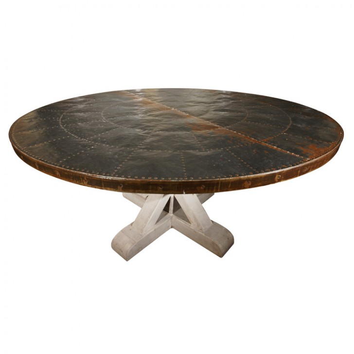 Furniture , 8 Unique Zinc Topped Dining Table : Zinc Topped Round Dining Table